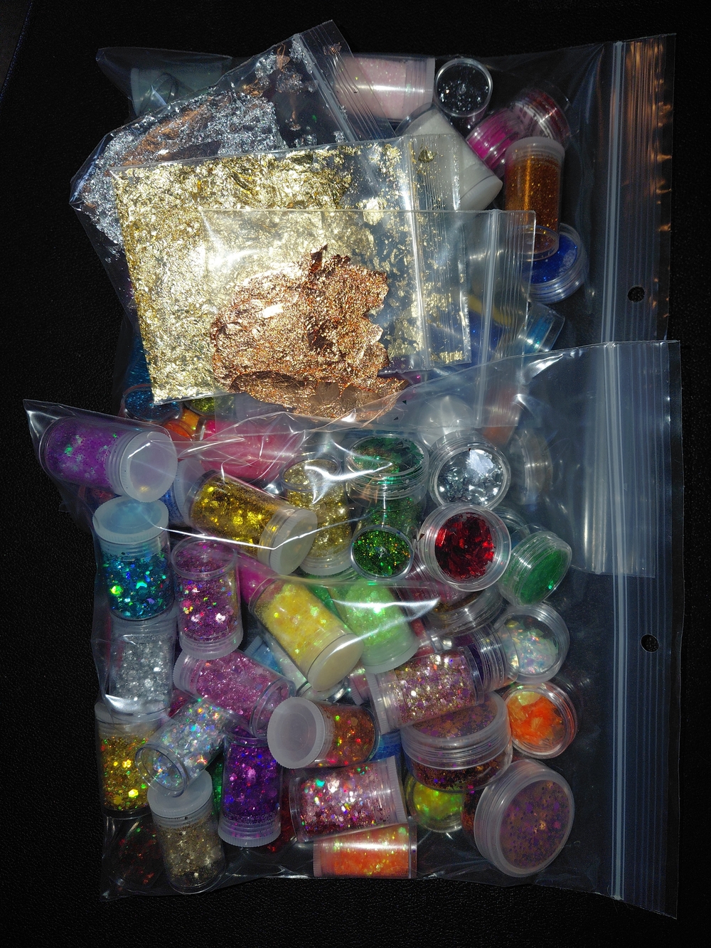 99 Assorted Fine & Chunky Resin Glitter and 3 Foils